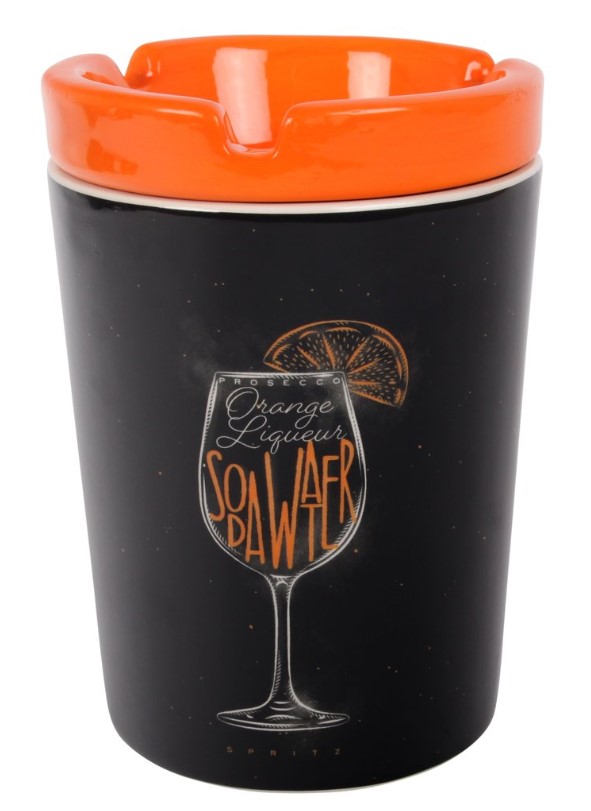 Kerámia szélálló hamutartó narancssárga tetővel – Orange Liqueur minta